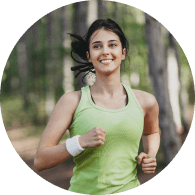 woman jogging and smiling